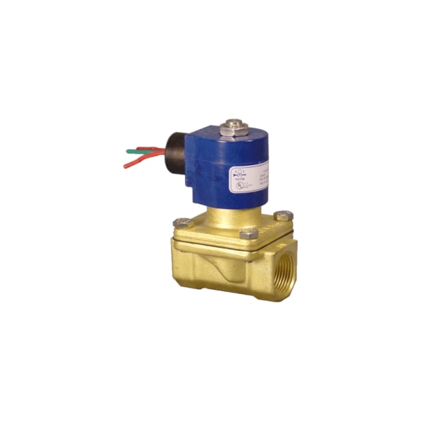 Solenoid Valve, 2-Way, 1/2 in Pipe Size, 120V/60V, 110V/50V, Zero Differential, Diaphragm, Brass